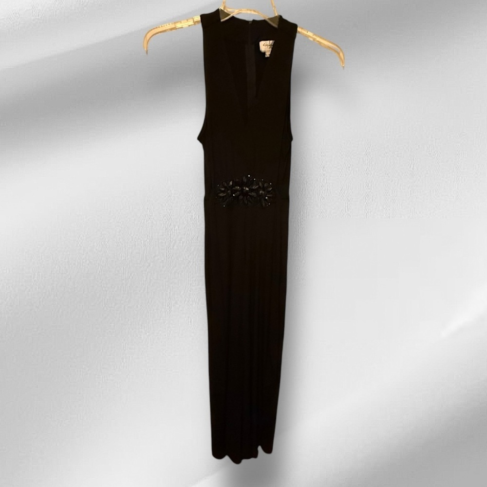 Beige by ECI Black Beaded Jumpsuit